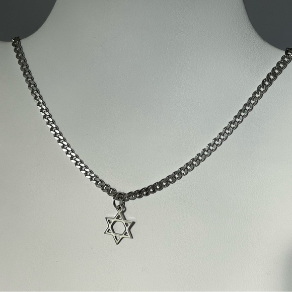 STAR of David Curb Link Stainless Steel Necklace - Picture 11 of 11